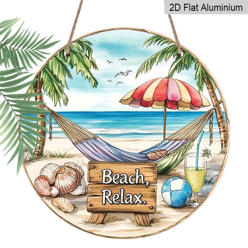 2D Flat, 1Pc Round Beach, Relax. Aluminum Hanging Sign, Tropical Hammock Palm Tree Ocean Design, Rustic Coastal Metal Wall Decor, Perfect for 7.87*7.87inch
2D Flat, 1Pc Round Beach, Relax. Aluminum Hanging Sign, Tropical Hammock Palm Tree Ocean Design, Rustic Coastal Metal Wall Decor, Perfect for 7.87*7.87inch