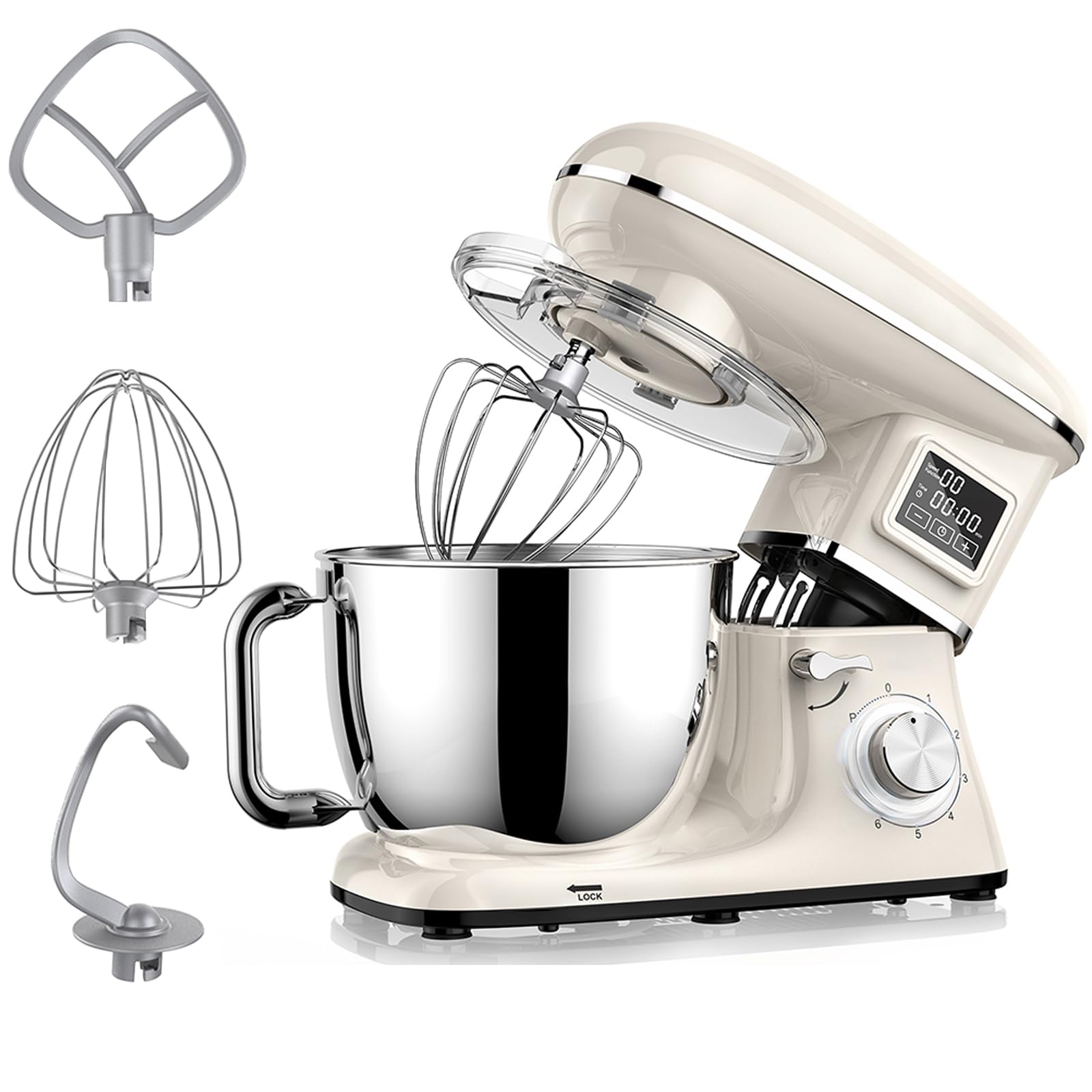 Stand Mixer Large Capacity Metal Mixer with 3 Types of Attachments Speed Adjustable KitchenAid Tabletop Mixer 6.2L Multi-Functional 3-in-1 6-Speed
Stand Mixer Large Capacity Metal Mixer with 3 Types of Attachments Speed Adjustable KitchenAid Tabletop Mixer 6.2L Multi-Functional 3-in-1 6-Speed