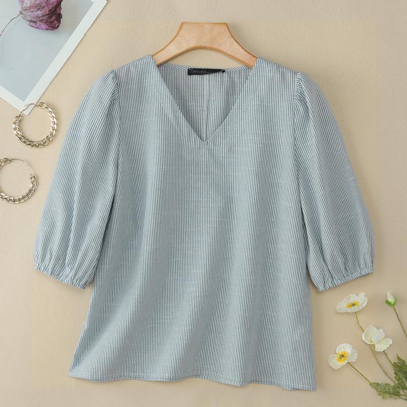 ZANZEA Women Loose V-Neck 3/4 Sleeve Casual Stripe Blouse S світло-синій колір
ZANZEA Women Loose V-Neck 3/4 Sleeve Casual Stripe Blouse S світло-синій колір