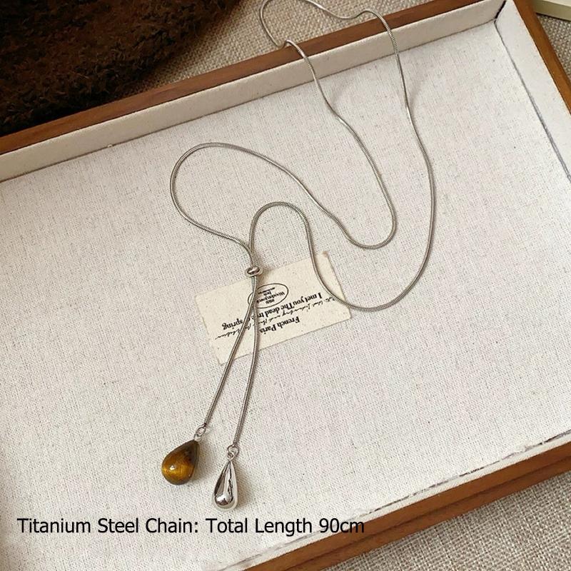Simple Silver Color Long Tassel Y-Shaped Necklace for Women Fashion Brown Stone Water Drop Pull-Out Sweater Chain Jewelry
Simple Silver Color Long Tassel Y-Shaped Necklace for Women Fashion Brown Stone Water Drop Pull-Out Sweater Chain Jewelry
