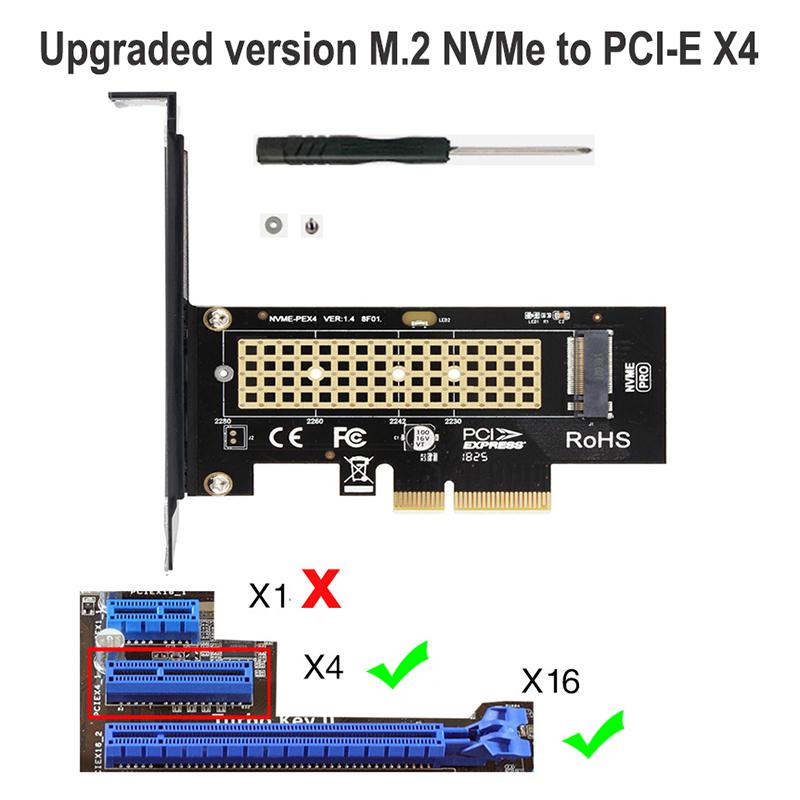 M.2 NVME SSD to PCIE X1 X4 Adapter Card 2280 SSD PCIe 3.0 4.0 Expansion Card for Desktop PC PCI-E GEN4 16Gbps Full Speed
M.2 NVME SSD to PCIE X1 X4 Adapter Card 2280 SSD PCIe 3.0 4.0 Expansion Card for Desktop PC PCI-E GEN4 16Gbps Full Speed