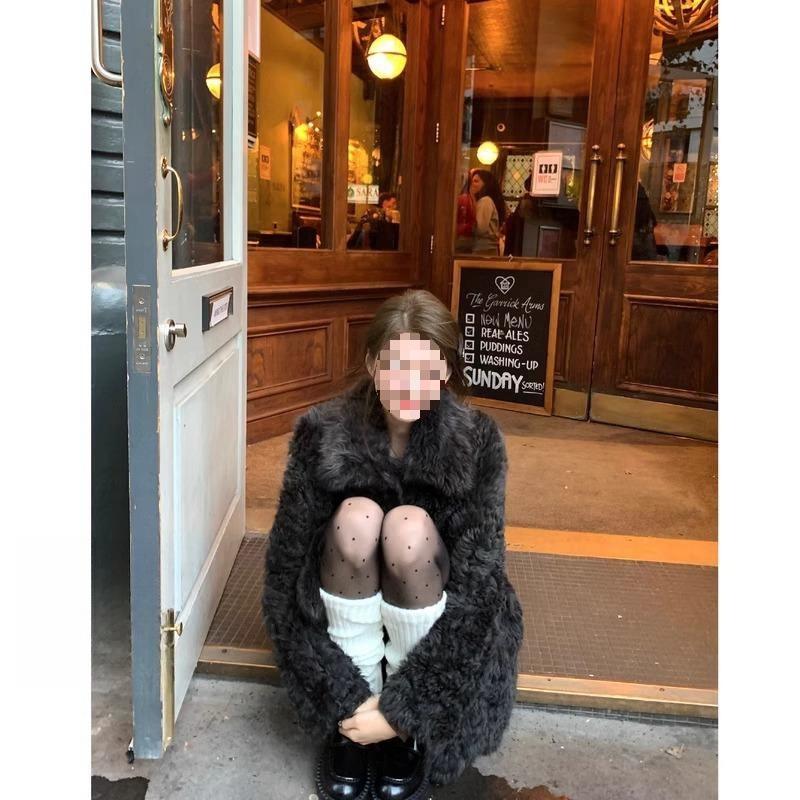 2024 Женское черное пальто из овчины, кожи и меха, цельное, утолщенное, на осень-зиму XL 125-150 lbs