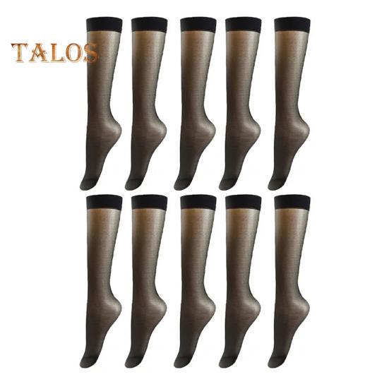 5 пар женских чулок Ультратонкие прозрачные высокоэластичные противоскользящие однотонные мягкие дышащие быстросохнущие женские длинные носки длиной до икры чёрный