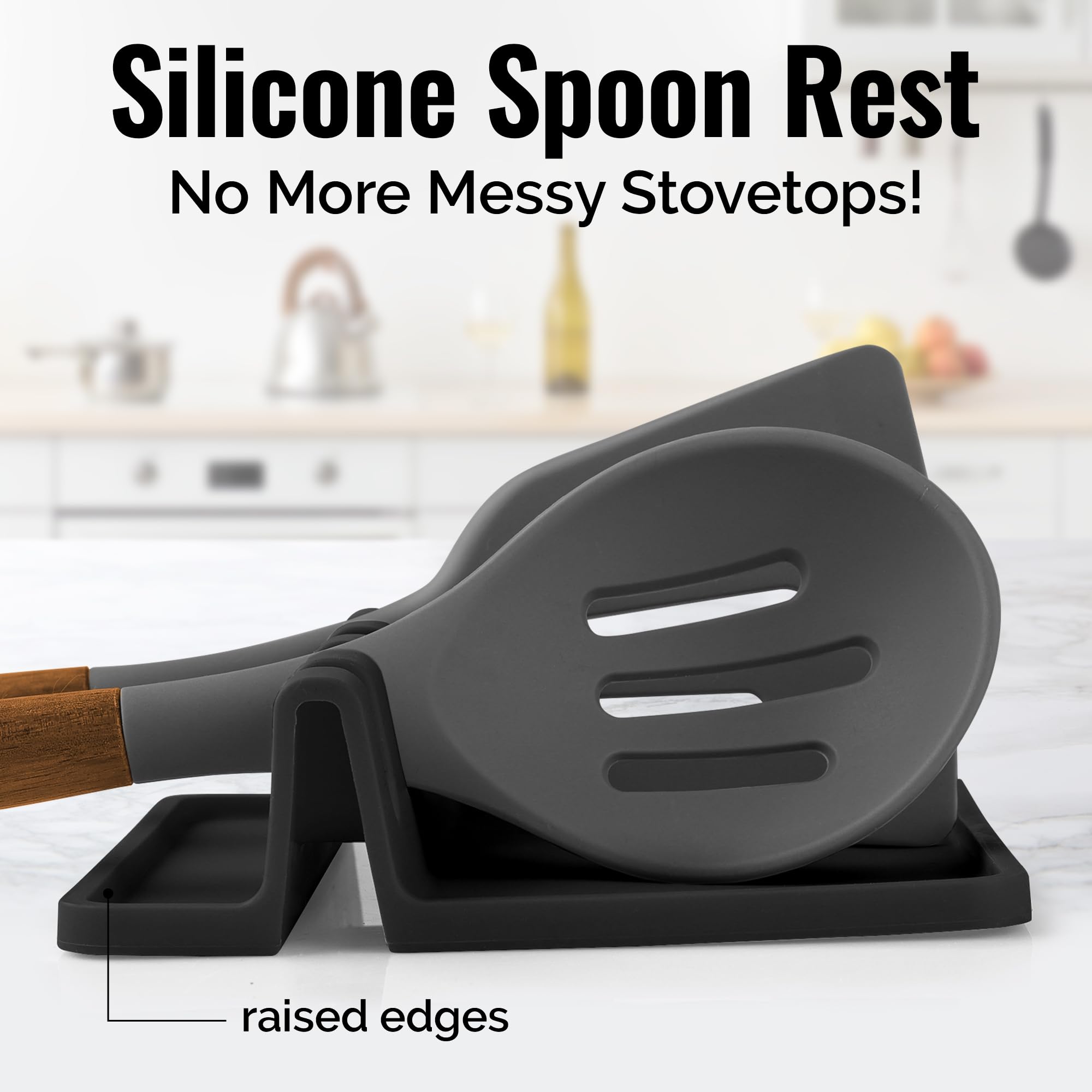 Kitchen Stovetop Silicone Utensil Rest Holder Rack for Spatula,Spoon (BPA-Free,No FDA) Black
Kitchen Stovetop Silicone Utensil Rest Holder Rack for Spatula,Spoon (BPA-Free,No FDA) Black