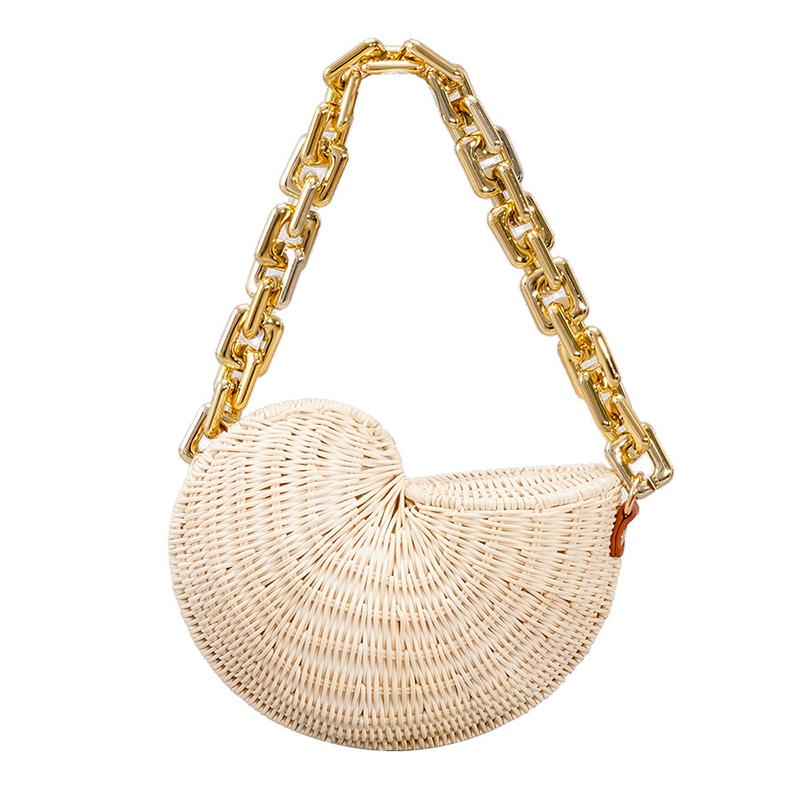 Luxury Conch Rattan Handbags Bohemian Shell Straw Bags for Women Thick Chains Shoulder Bag Wicker Woven Beach Designer Bag Tote about 23x10x18cm бежевый
Luxury Conch Rattan Handbags Bohemian Shell Straw Bags for Women Thick Chains Shoulder Bag Wicker Woven Beach Designer Bag Tote about 23x10x18cm бежевый