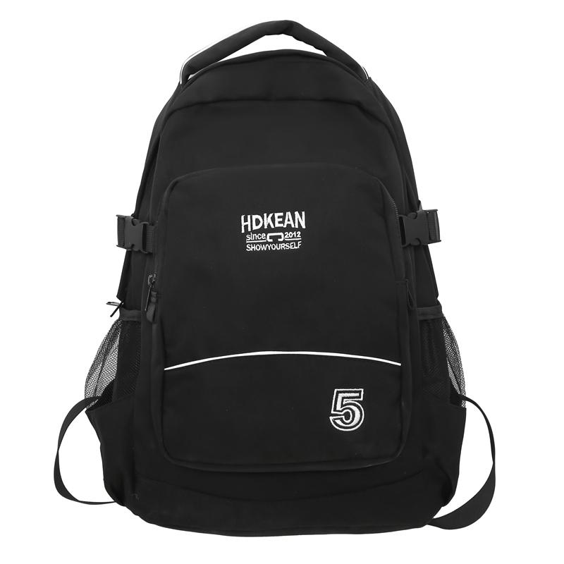 Школьная сумка большой емкости, рюкзак для учащихся средней школы с буквенным принтом чёрный