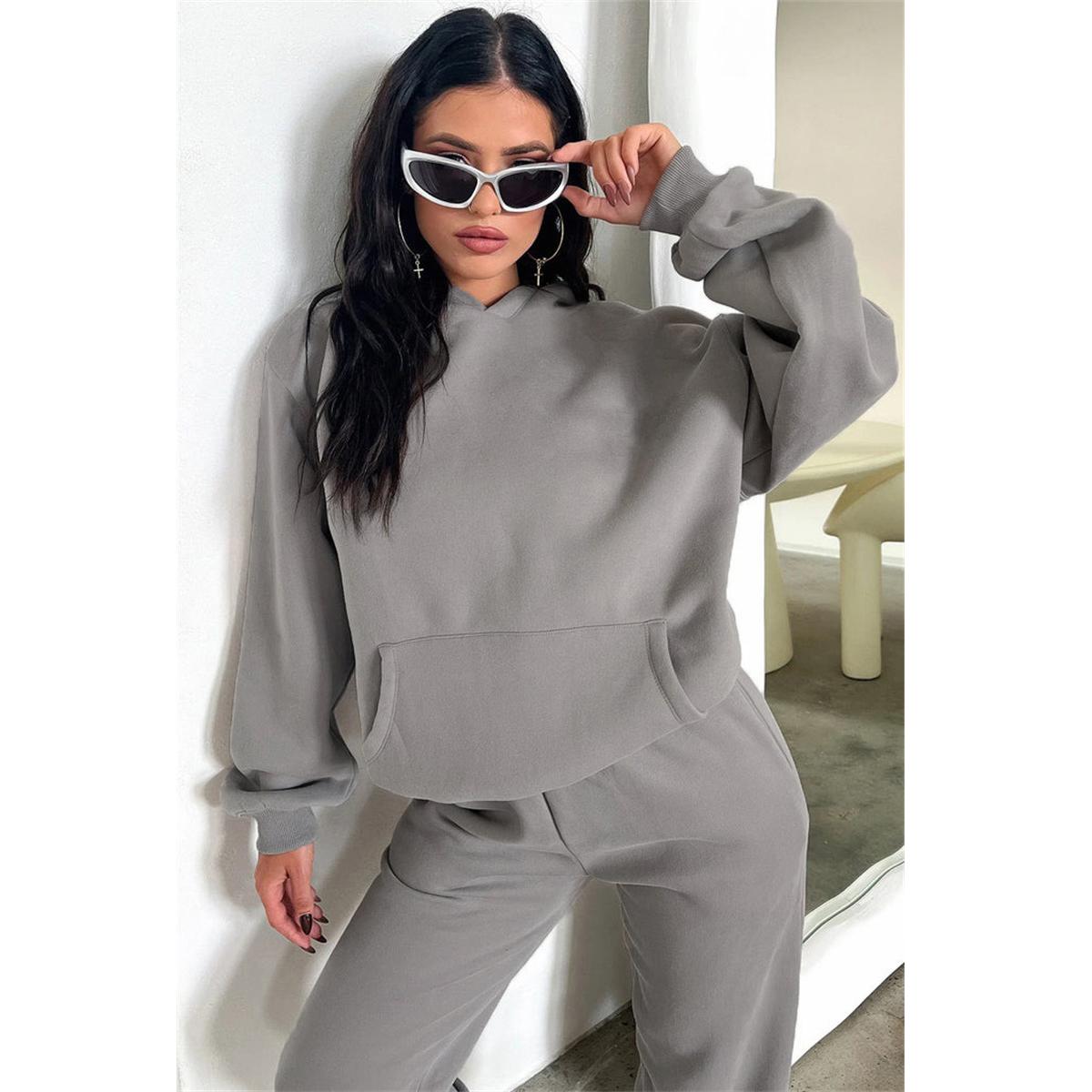 Женский однотонный комплект осенне-зимнего флисового свитшота с длинными рукавами и капюшоном, модный повседневный толстовка, брючный костюм XXL светло-серый
Женский однотонный комплект осенне-зимнего флисового свитшота с длинными рукавами и капюшоном, модный повседневный толстовка, брючный костюм XXL светло-серый
