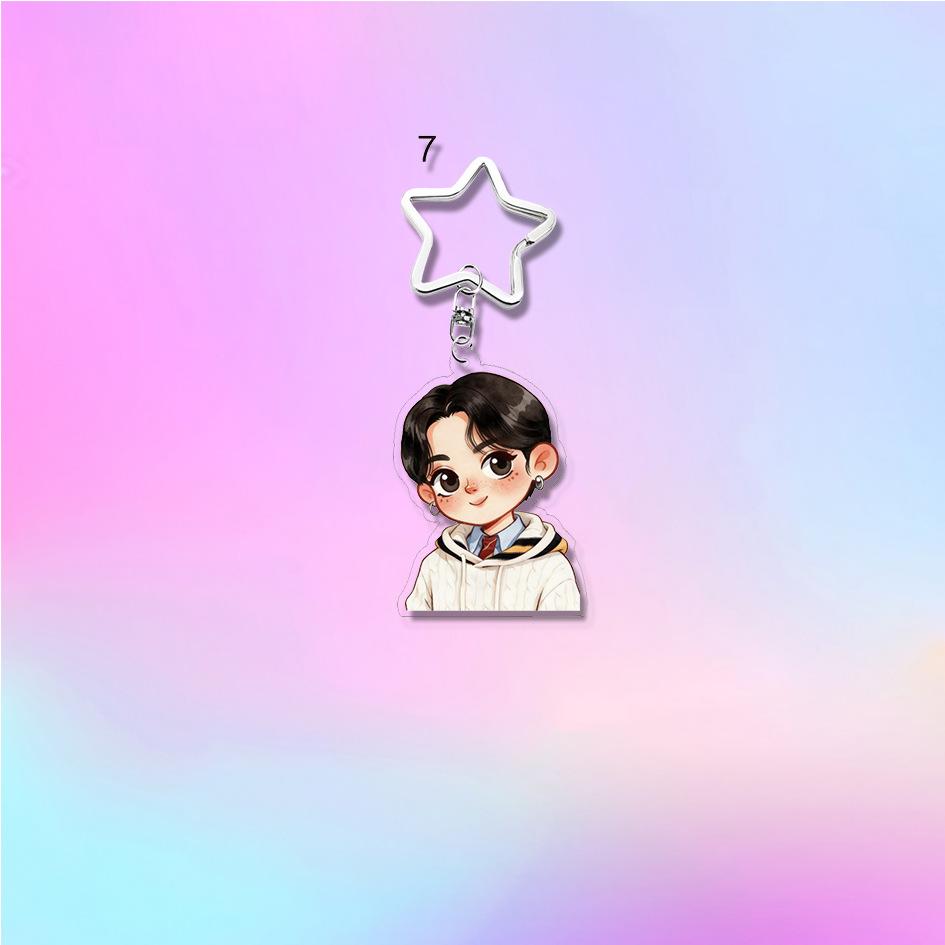 BTS Cute Watercolor Cartoon Acrylic Keychain, Bangtan Boys School Style Cartoon Figure with Star Clasp, Kpop ARMY Fans Bag Charm JUNGKOOK
BTS Cute Watercolor Cartoon Acrylic Keychain, Bangtan Boys School Style Cartoon Figure with Star Clasp, Kpop ARMY Fans Bag Charm JUNGKOOK