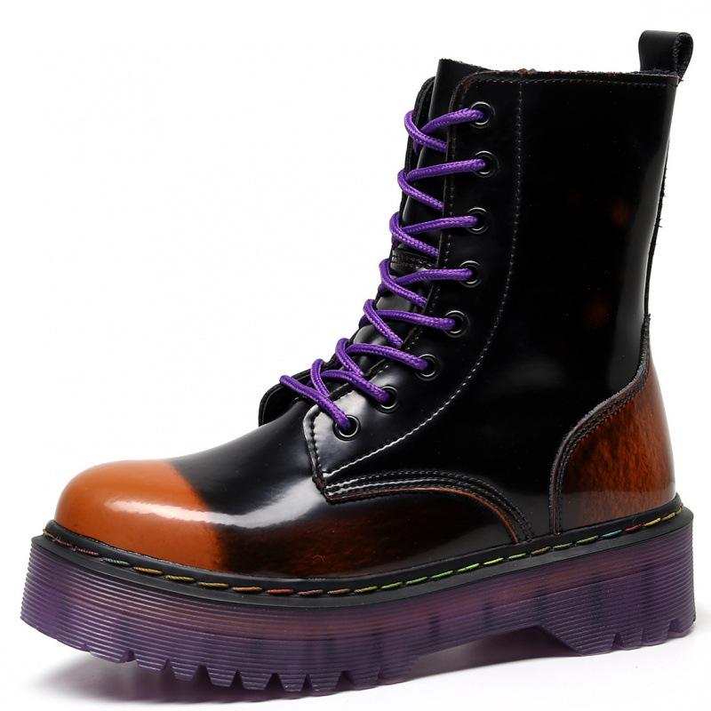 Thick-bottomed hole locomotive boots, purple-soled British women s short boots, muffin bottom 42
Thick-bottomed hole locomotive boots, purple-soled British women s short boots, muffin bottom 42