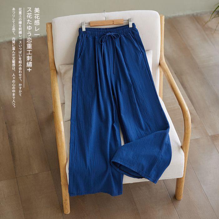 Women Summer Autumn Cotton Linen Dopamine Wide Leg Pants Elastic Waist Straight Leg Loose Hide Meat Casual Trousers M темно-синього кольору
Women Summer Autumn Cotton Linen Dopamine Wide Leg Pants Elastic Waist Straight Leg Loose Hide Meat Casual Trousers M темно-синього кольору
