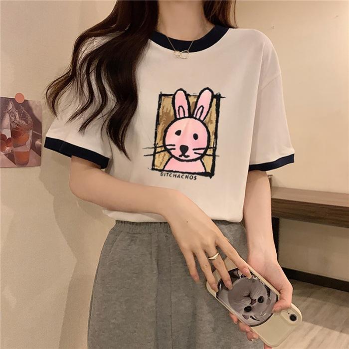 Pure cotton, summer new Korean version loose casual contrasting color cartoon printed short-sleeved t-shirt women 2XL
Pure cotton, summer new Korean version loose casual contrasting color cartoon printed short-sleeved t-shirt women 2XL