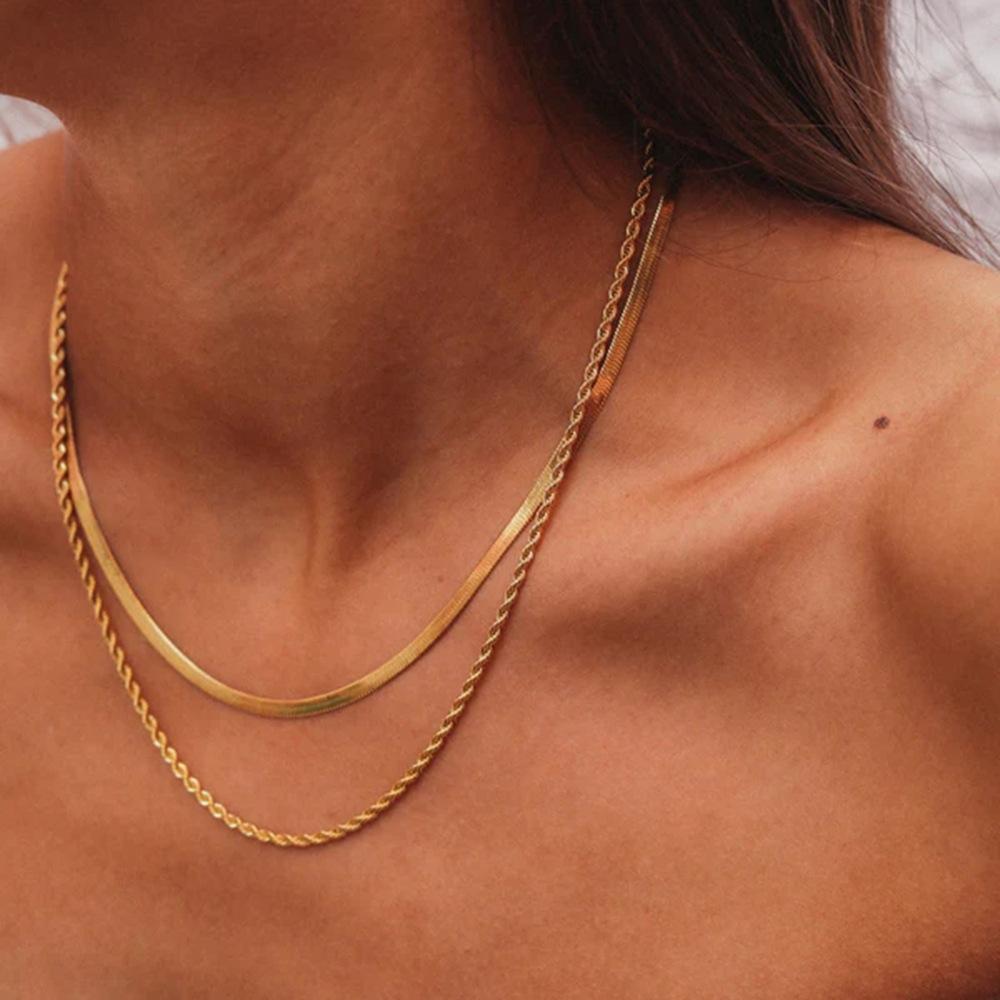 Uworld Simple Jewelry 18K Gold Plated Flat Snake Chain Layer Necklace Stainless Steel Snake Rope Chain Necklace Gift
Uworld Simple Jewelry 18K Gold Plated Flat Snake Chain Layer Necklace Stainless Steel Snake Rope Chain Necklace Gift