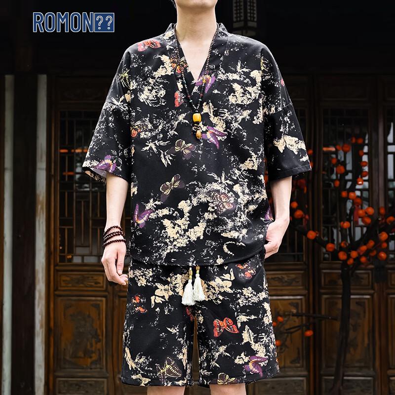 ROMON Men s Chinese Style Linen Print Two-Piece Tang Suit T-shirt Set 3XL
ROMON Men s Chinese Style Linen Print Two-Piece Tang Suit T-shirt Set 3XL