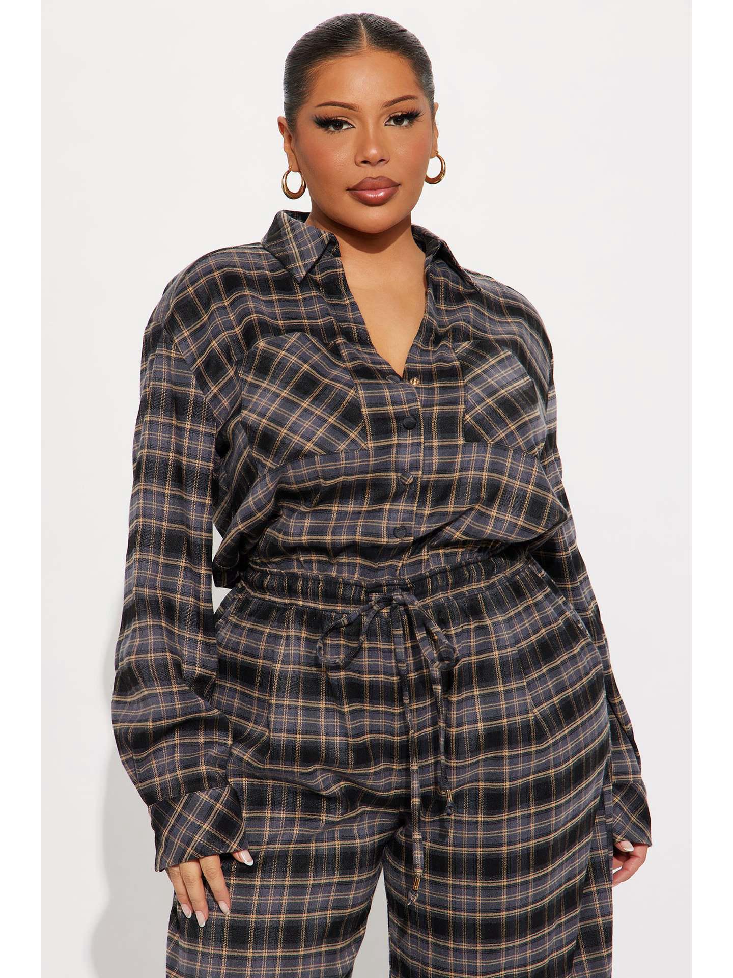 Elegant Plaid Wide-Leg Jumpsuit for Women XL сірий колір
Elegant Plaid Wide-Leg Jumpsuit for Women XL сірий колір