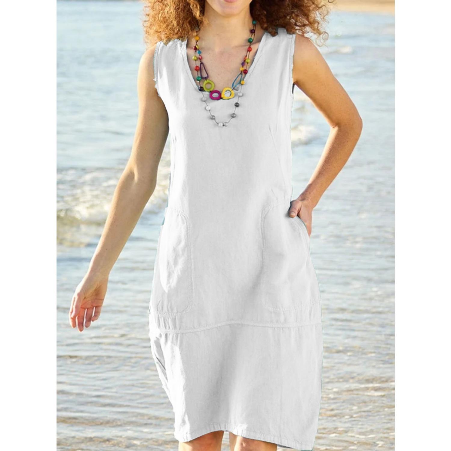 2025 New Women s Dress Plain Color Short Sleeve Cotton Linen U-Neck Sleeveless Pocket Long Skirt XXL білий
2025 New Women s Dress Plain Color Short Sleeve Cotton Linen U-Neck Sleeveless Pocket Long Skirt XXL білий
