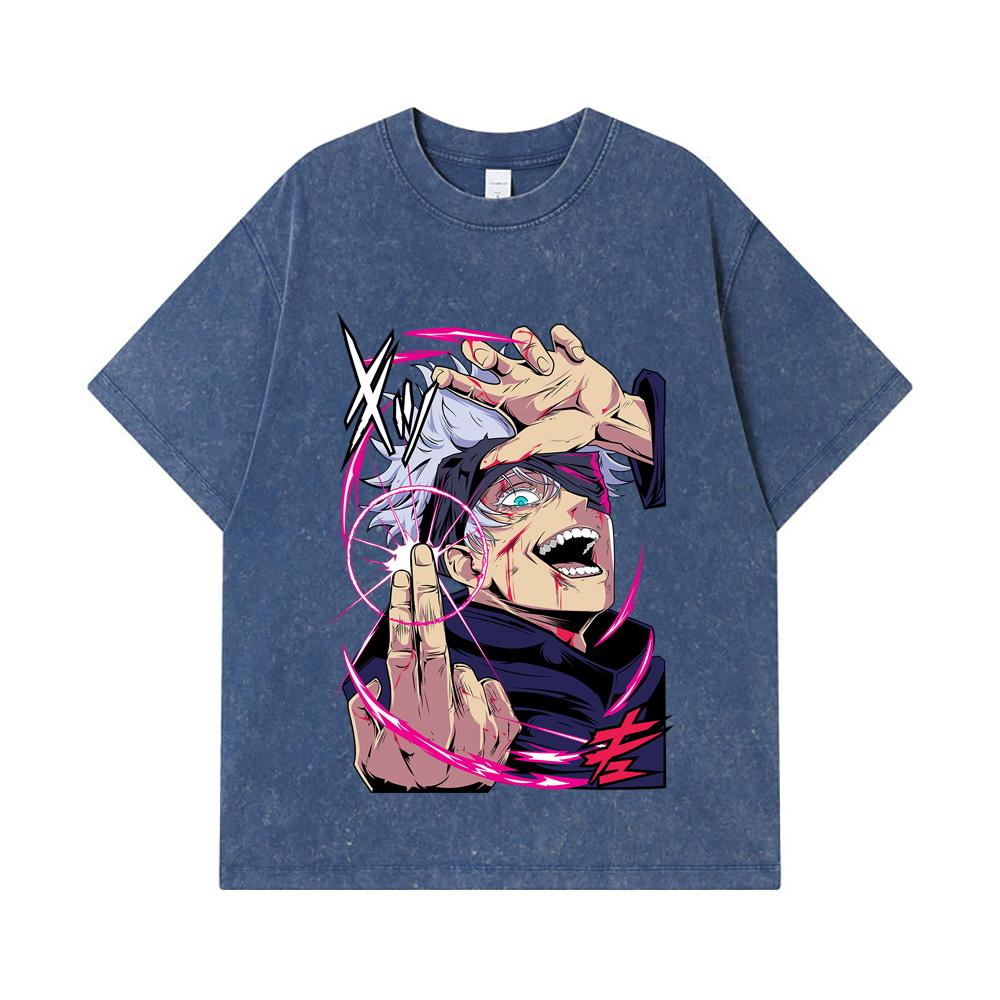 275 GSM Washed T-shirts 100% Cotton Jujutsu Kaisen V19 Gojo Print Unisex Heavy Cotton T Shirt 2XL королівський синій колір
275 GSM Washed T-shirts 100% Cotton Jujutsu Kaisen V19 Gojo Print Unisex Heavy Cotton T Shirt 2XL королівський синій колір