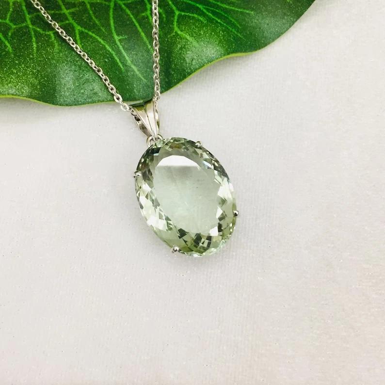 Valentines Day Green Amethyst Gemstone 925 Sterling Silver Handmade Pendant- Free Size
Valentines Day Green Amethyst Gemstone 925 Sterling Silver Handmade Pendant- Free Size