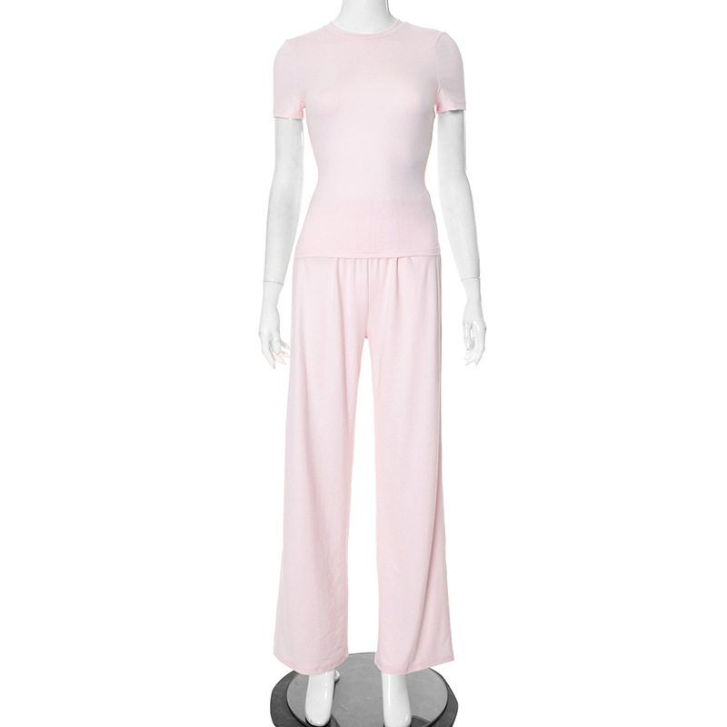 Y24St593 European and American Cross-Border Women s Clothing Spring and Autumn New Casual Solid Color Round Neck Long-Sleeve Basic Wide-Leg Pants Set Pink-Short-Sleeved Suit S
Y24St593 European and American Cross-Border Women s Clothing Spring and Autumn New Casual Solid Color Round Neck Long-Sleeve Basic Wide-Leg Pants Set Pink-Short-Sleeved Suit S