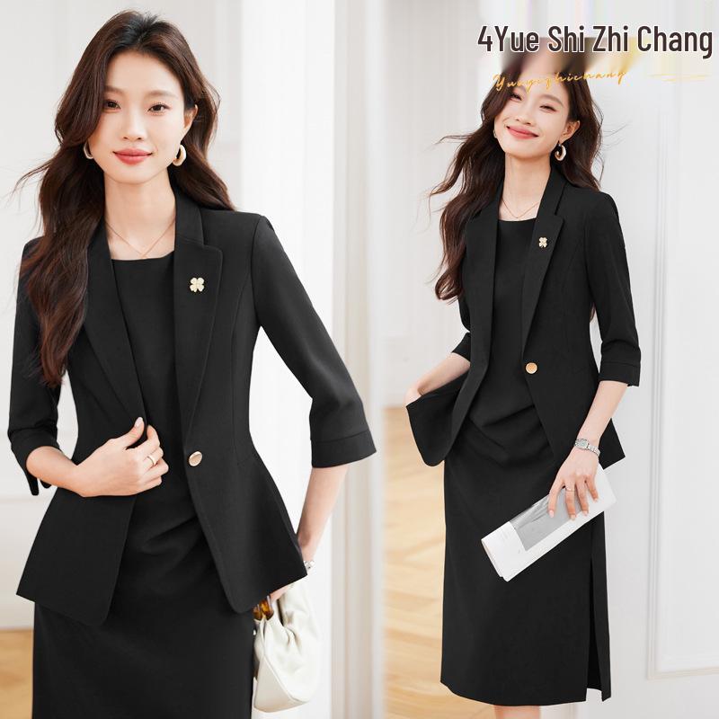 Women s High-End Casual Collarless Suit Jacket & Dress Two-Piece Set for Spring/Summer M
Women s High-End Casual Collarless Suit Jacket & Dress Two-Piece Set for Spring/Summer M