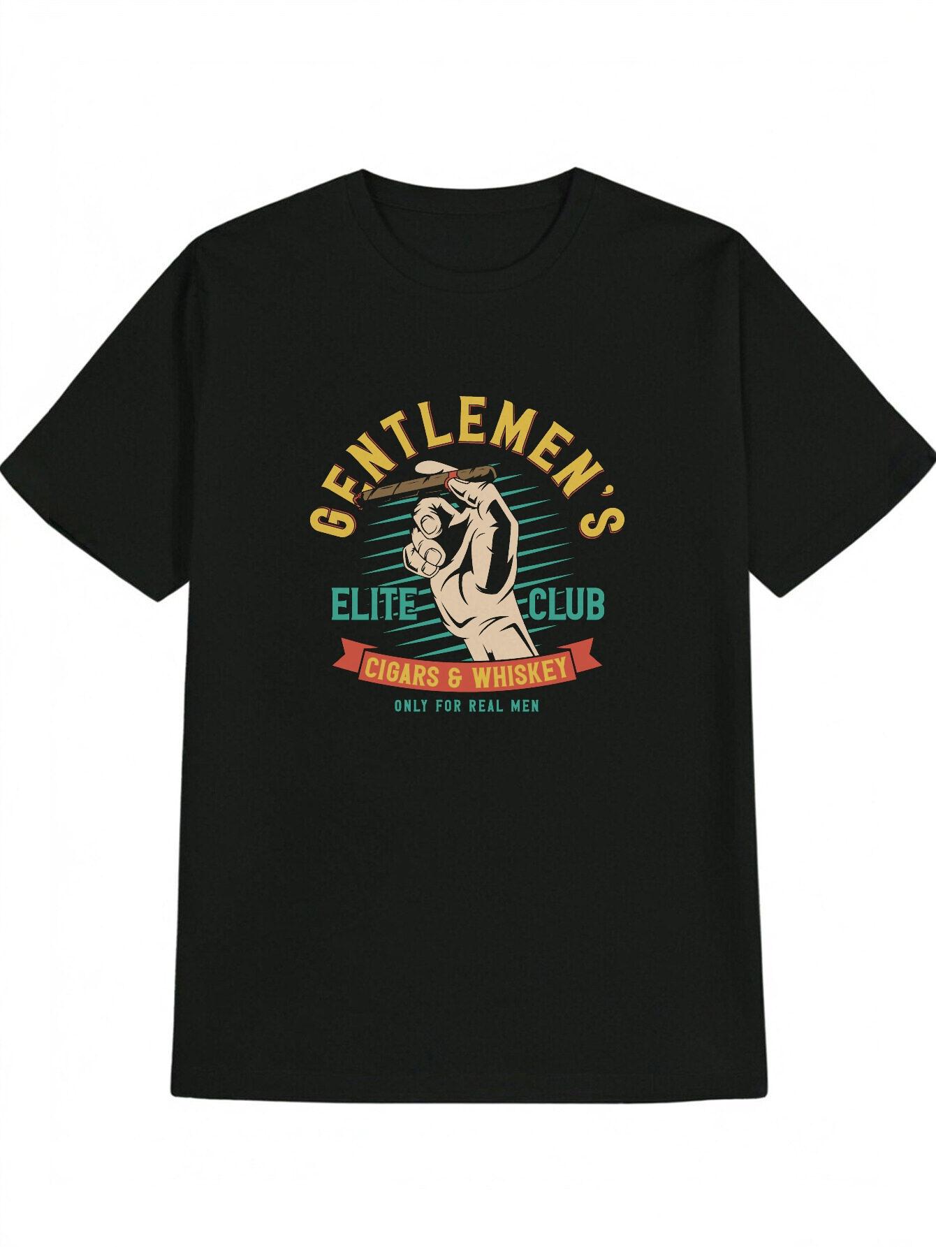 Vintage Graphic Print Casual T-shirt - Black Round Neck Summer Tee with GentleElite Club Design M
Vintage Graphic Print Casual T-shirt - Black Round Neck Summer Tee with GentleElite Club Design M