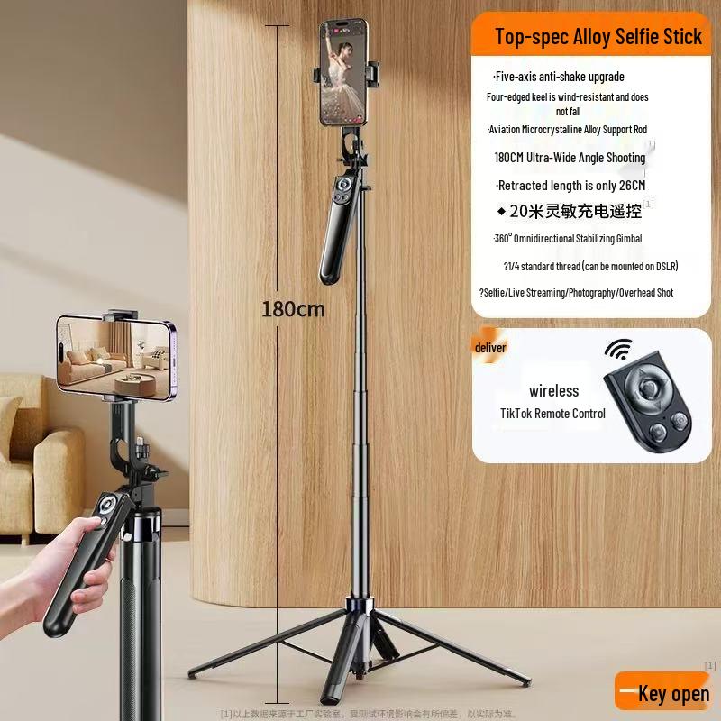 V3N1 1.8m Bluetooth Selfie Stick Tripod with One-Key Pop-up, Charger, Portable Handheld Stand for Live Streaming
V3N1 1.8m Bluetooth Selfie Stick Tripod with One-Key Pop-up, Charger, Portable Handheld Stand for Live Streaming
