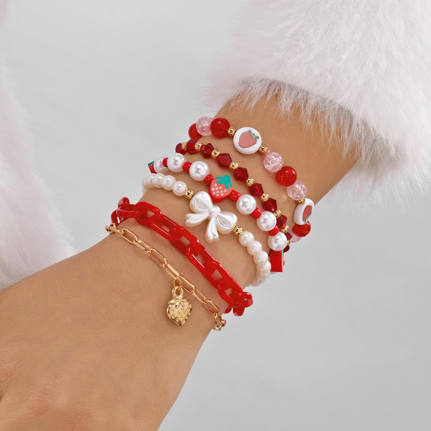 4-6 Pcs Red Cherry Imitation Pearl Beaded Bracelet For Women Bohemia Strawberry Cuff Bangle Bracelets Party Charm Zircon Gift
4-6 Pcs Red Cherry Imitation Pearl Beaded Bracelet For Women Bohemia Strawberry Cuff Bangle Bracelets Party Charm Zircon Gift