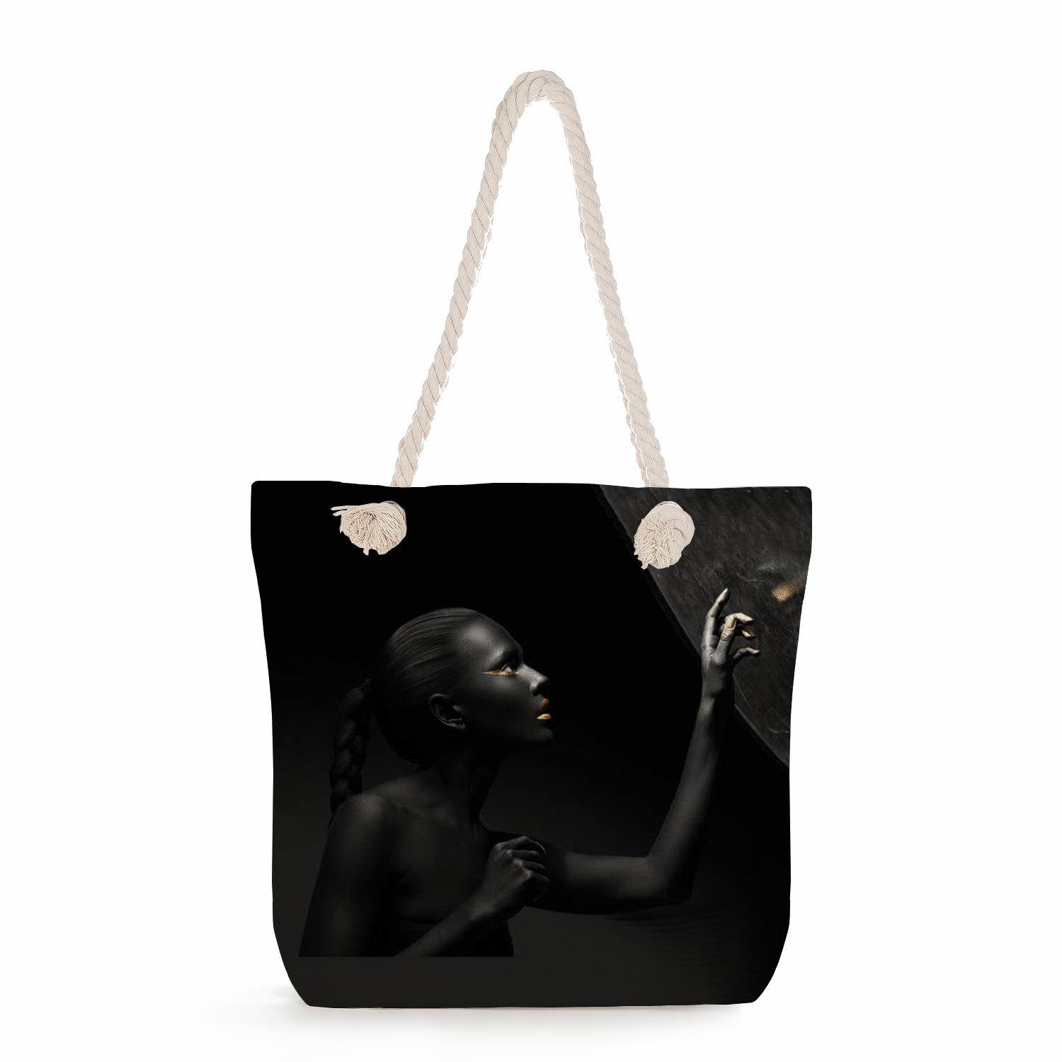 Multifunctional Cool Black People Printed Thick Rope Shoulder Beach Bag Casual large capacity handbag 0114 CLE
Multifunctional Cool Black People Printed Thick Rope Shoulder Beach Bag Casual large capacity handbag 0114 CLE