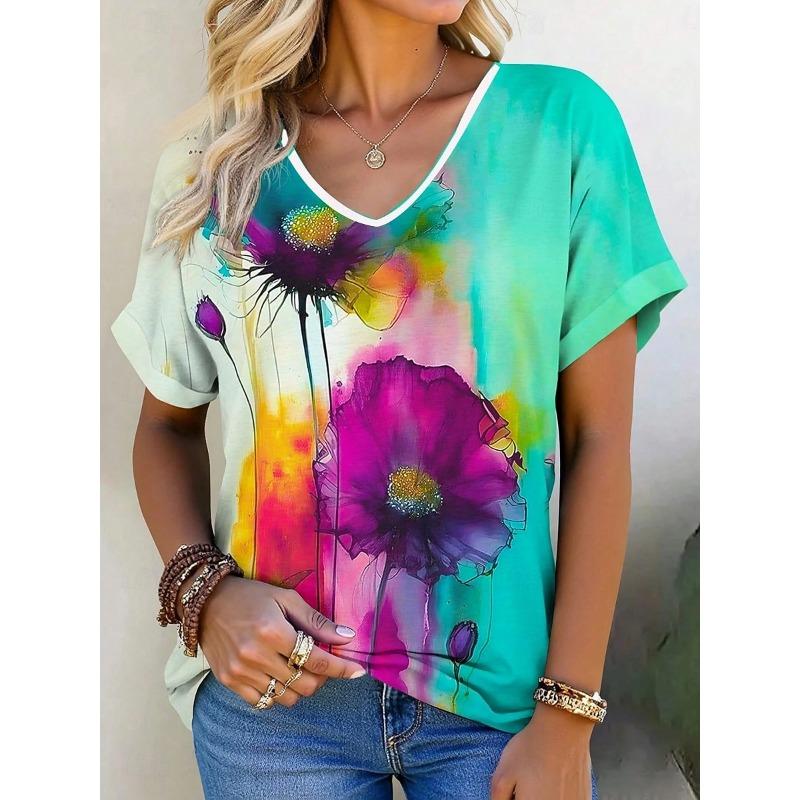 Bohemian Watercolor Floral Print Casual T Shirt V Neck Short Sleeve Tee For Women Summer Holiday And Boho Outfits XL
Bohemian Watercolor Floral Print Casual T Shirt V Neck Short Sleeve Tee For Women Summer Holiday And Boho Outfits XL