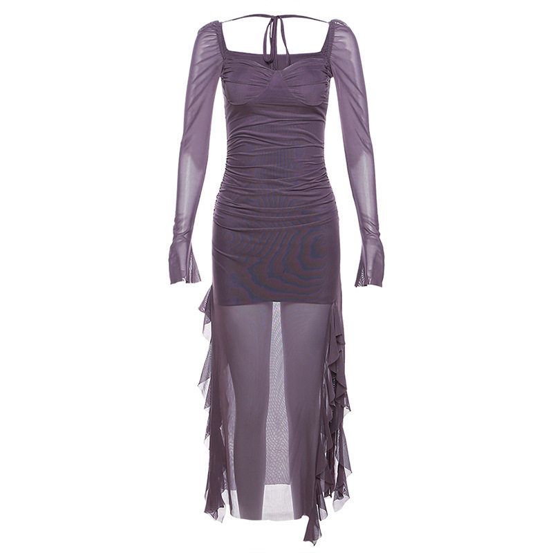 European and American Style 2024 Autumn and Winter New Women s Clothing Mesh Ruffle Edge Niche Design Long-Sleeved Square-Neck Dress Purple M
European and American Style 2024 Autumn and Winter New Women s Clothing Mesh Ruffle Edge Niche Design Long-Sleeved Square-Neck Dress Purple M