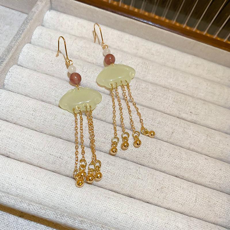 GemChic женские серьги в китайском стиле с кристальной бахромой и крючками для ушей, длинные серьги-капли в стиле ретро, изысканные украшения на день рождения, Рождество, подарок