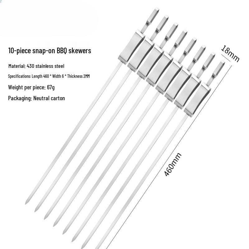 ZISIZ Wooden Handle Stainless Steel BBQ Skewers (10-Pack)
ZISIZ Wooden Handle Stainless Steel BBQ Skewers (10-Pack)