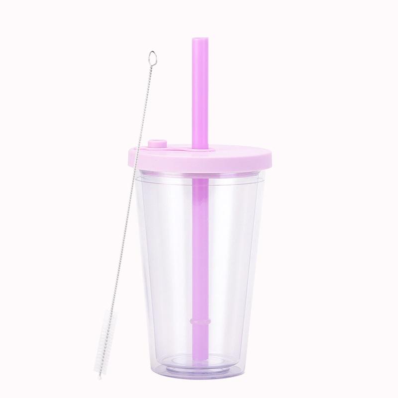 Reusable Multi-color Double-layer Plastic Cups with Straw for Cold Drinks 450ml
Reusable Multi-color Double-layer Plastic Cups with Straw for Cold Drinks 450ml