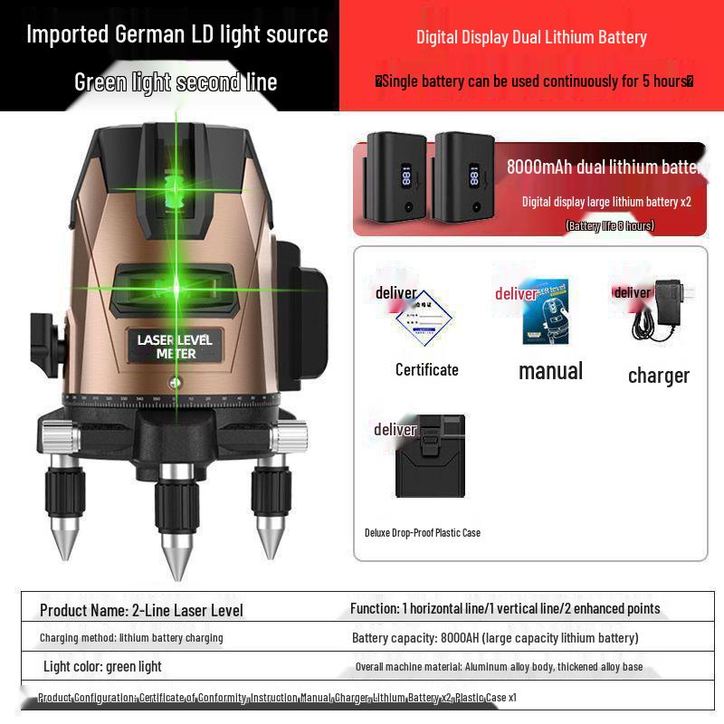 High-Precision 35-Line Outdoor Green Laser Level with Digital Display and Automatic Self-Leveling
High-Precision 35-Line Outdoor Green Laser Level with Digital Display and Automatic Self-Leveling