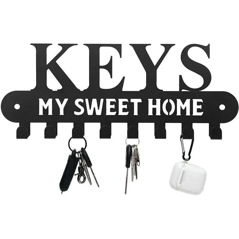 Черная металлическая настенная вешалка для одежды на балконе, держатель для ключей, кухонный органайзер, крючки для вешалок в ванной комнате, хранение