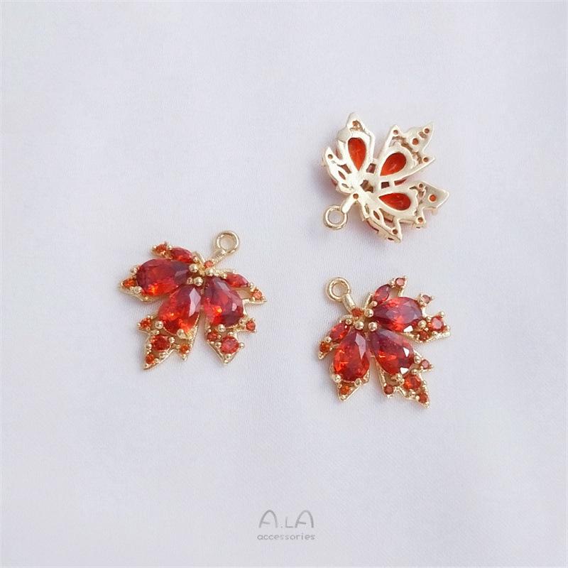 Maple Leaf Pendant: 14K Gold-Filled, Color-Preserving, Micro-Paved Zircon Charm for DIY Green and Red Leaf Earrings & Necklaces
Maple Leaf Pendant: 14K Gold-Filled, Color-Preserving, Micro-Paved Zircon Charm for DIY Green and Red Leaf Earrings & Necklaces