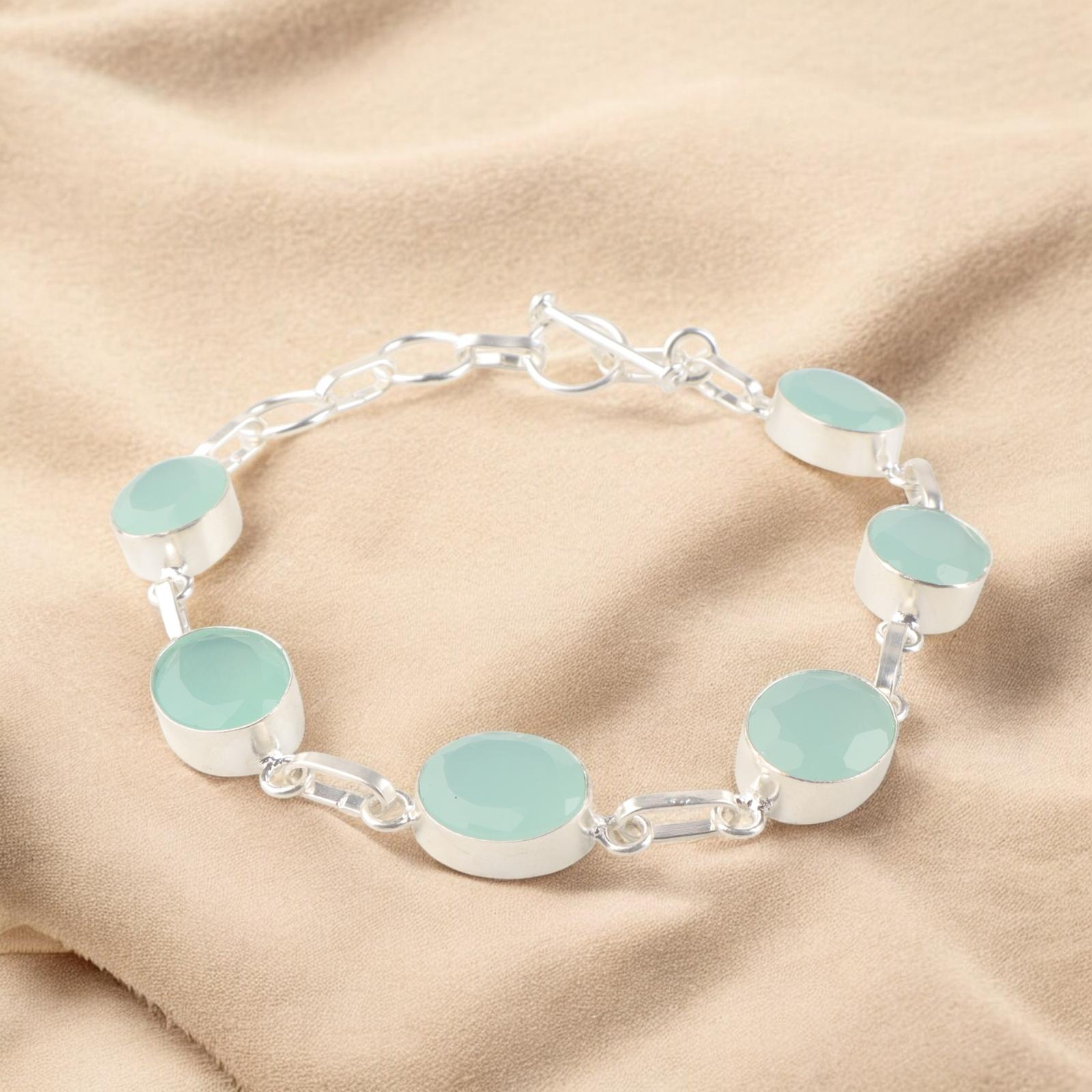 Aqua Chalcedony Gemstone 925Sterling Silver Handmade Partywear Bracelet Jewelry RB-5-16
Aqua Chalcedony Gemstone 925Sterling Silver Handmade Partywear Bracelet Jewelry RB-5-16
