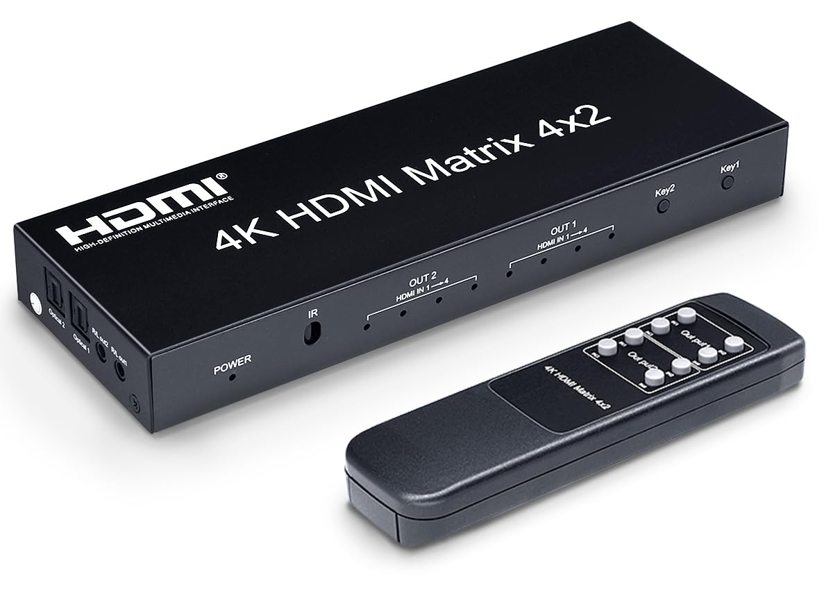 ELEVIEW HDMI Switcher Distributor Matrix 4 Входа 2 Выхода Функция Разделения Аудио 4K Стерео Звук Применимо к Nintendo Fire Ручное Переключение с
ELEVIEW HDMI Switcher Distributor Matrix 4 Входа 2 Выхода Функция Разделения Аудио 4K Стерео Звук Применимо к Nintendo Fire Ручное Переключение с