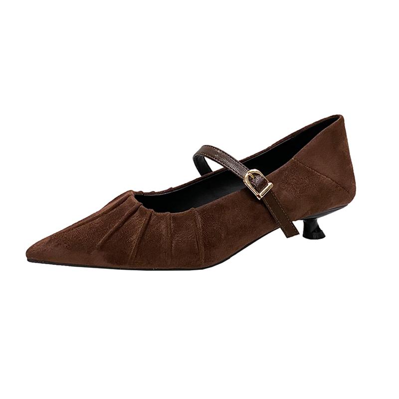 Pleated Fashion Suede Pointed Toe Single Shoes Women Spring and Autumn New Slim Strap High Heels 39 кавовий
Pleated Fashion Suede Pointed Toe Single Shoes Women Spring and Autumn New Slim Strap High Heels 39 кавовий