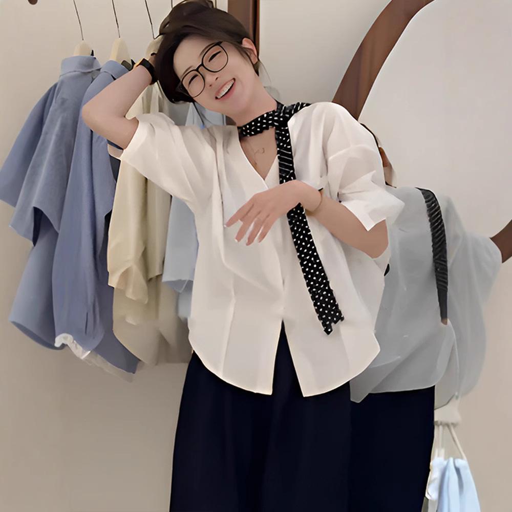 Korean V-Neck Ribbon Mid-Sleeve Shirt for Women - 2025 Spring/Summer Collection XL белый
Korean V-Neck Ribbon Mid-Sleeve Shirt for Women - 2025 Spring/Summer Collection XL белый