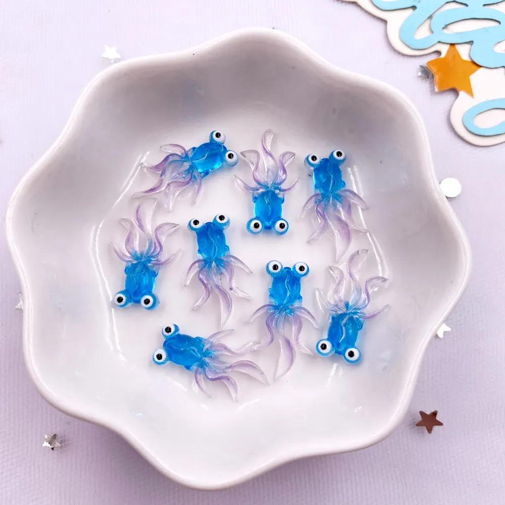 20 шт., симпатичная фигурка золотой рыбки с разноцветными глазами из смолы, аппликация из стразов на плоской основе, своими руками, украшения для альбома, маникюрные аксессуары для творчества