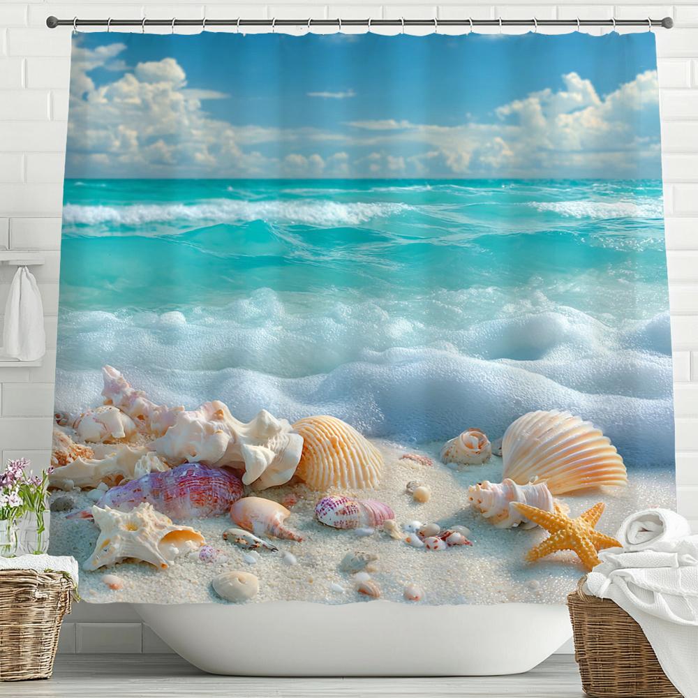 Beach Shower Curtain, Starfish Seashells Coral Ocean Bathroom Decorative Shower Curtain, Waterproof Shower Curtain With Hooks W60H190(CM)-1 Pcs
Beach Shower Curtain, Starfish Seashells Coral Ocean Bathroom Decorative Shower Curtain, Waterproof Shower Curtain With Hooks W60H190(CM)-1 Pcs