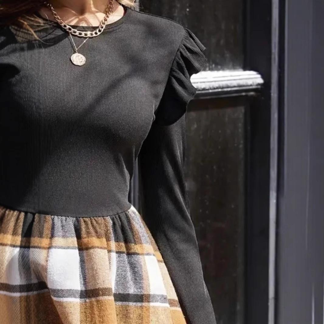 2024 Autumn/Winter Women s Ribbed Patchwork Plaid Long Sleeve Dress L чорний
2024 Autumn/Winter Women s Ribbed Patchwork Plaid Long Sleeve Dress L чорний