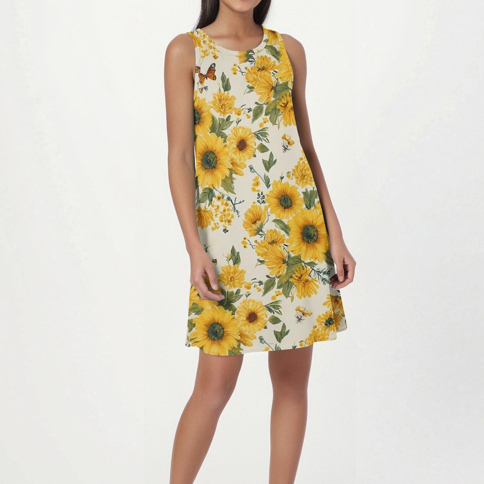 Women s Fashion Beach Dress Sleeveless Round Neck Floral Print Dress XL білий
Women s Fashion Beach Dress Sleeveless Round Neck Floral Print Dress XL білий