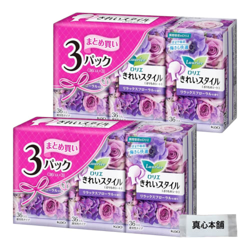 Bulk Purchase: Laurier Kirei Style Panty Liners, Relaxing Floral Scent, 108 Sheets (36 Sheets x 3 Packs), Set of 2
Bulk Purchase: Laurier Kirei Style Panty Liners, Relaxing Floral Scent, 108 Sheets (36 Sheets x 3 Packs), Set of 2