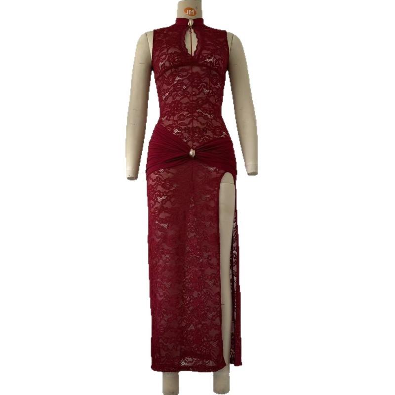 New Sexy Fashion Lace Hollow High Split Slim Sleeveless Dress Women XL бордовий
New Sexy Fashion Lace Hollow High Split Slim Sleeveless Dress Women XL бордовий
