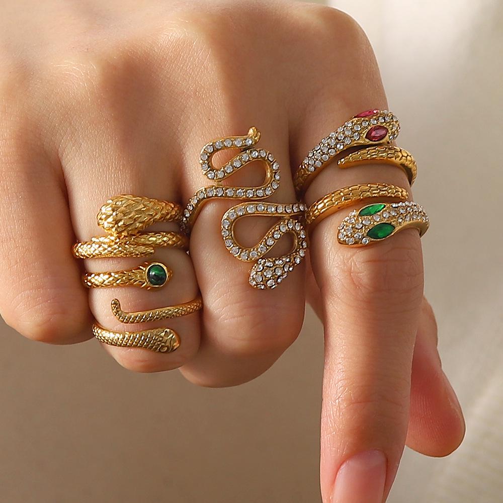 High-Quality Titanium Steel Snake-Shaped Open Ring Set with Diamonds - Retro Style Women s Versatile High-End Temperament Ring
High-Quality Titanium Steel Snake-Shaped Open Ring Set with Diamonds - Retro Style Women s Versatile High-End Temperament Ring