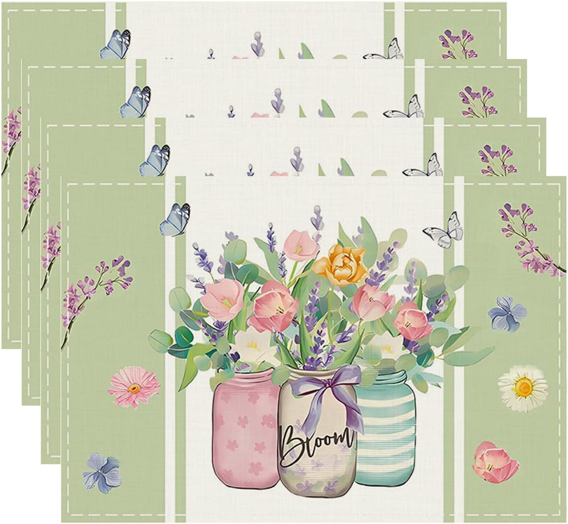 Floral Spring Placemats Set of 4, 12x18 Inch Flowers Bloom Vase Placemats Seasonal Spring Anniversary Holiday Table Mats for Party Kitchen Dining Deco 4Pcs
Floral Spring Placemats Set of 4, 12x18 Inch Flowers Bloom Vase Placemats Seasonal Spring Anniversary Holiday Table Mats for Party Kitchen Dining Deco 4Pcs