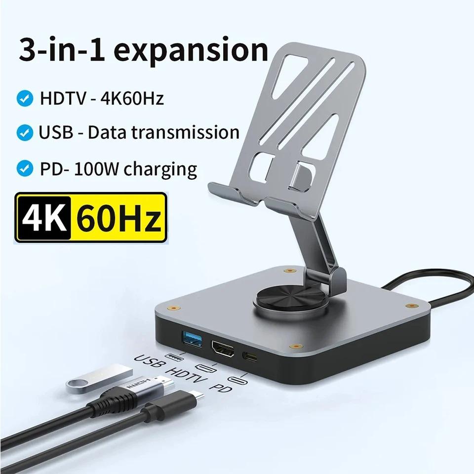 USB-C Stand Docking Station Tablet/Phone Folding Stand with 4K 60HZ HDMI PD 100W USB 2.0 Ports for iPad Pro/Air iPhone 16 Switch Mac
USB-C Stand Docking Station Tablet/Phone Folding Stand with 4K 60HZ HDMI PD 100W USB 2.0 Ports for iPad Pro/Air iPhone 16 Switch Mac
