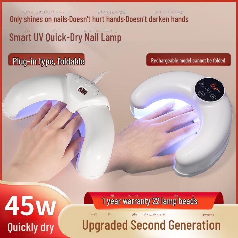 Smart Quick-Dry Crescent Nail Lamp with Anti-Blackening, Dual Light Source, and U-Shaped Phototherapy Induction.
Smart Quick-Dry Crescent Nail Lamp with Anti-Blackening, Dual Light Source, and U-Shaped Phototherapy Induction.
