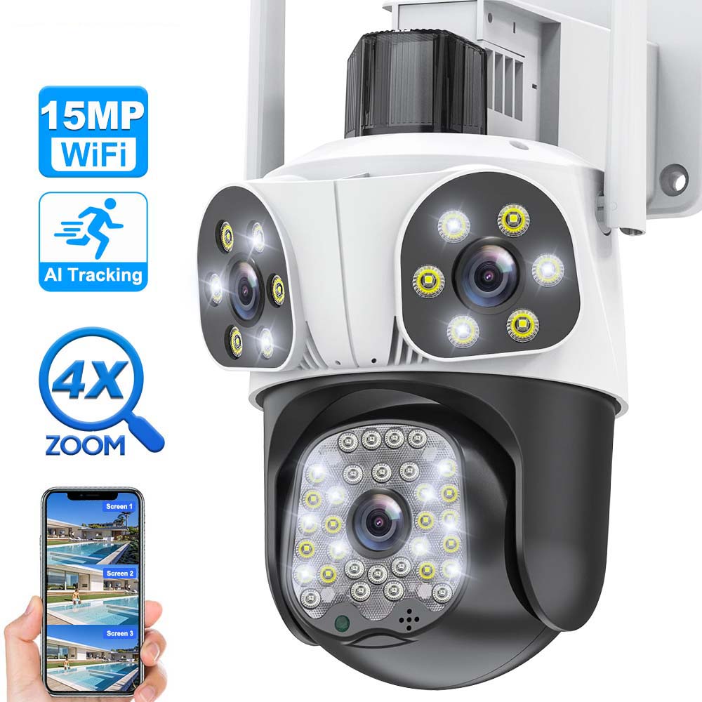 15MP Outdoor WiFi Three Lens PTZ Wireless Camera AI Tracking Smart Security Protection CCTV Surveillance Cameras 15MP Camera No Card
15MP Outdoor WiFi Three Lens PTZ Wireless Camera AI Tracking Smart Security Protection CCTV Surveillance Cameras 15MP Camera No Card